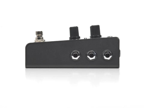 Side view of Trio Plus Band Creator Looper Pedal With FS3X Footswitch, showing three input/output jacks and control knobs