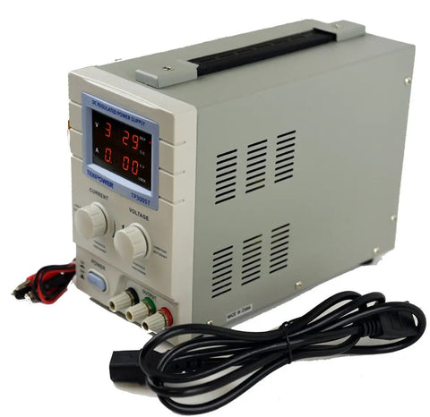 Variable DC Power Supply Bench Unit 0 To 30 Volts And 0 To 5 Amps With CV And CC Modes Alligator Test Leads Included