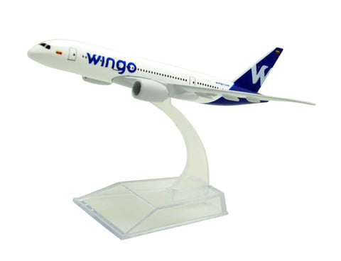 1:400 Die Cast B787 Wingo Airplane Model Collectible on Stand, 16 cm Metal Aircraft with Realistic Detailing for Display