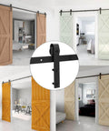 5.5 Foot Sliding Barn Door Hardware Kit Heavy Duty Track For Double Wood Doors Smooth Quiet Operation Easy To Install