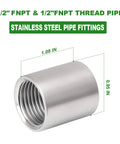 Ten Pack 304 Stainless Steel Pipe Fittings Coupling One Half Inch Female NPT Threaded Built Tough Corrosion Resistant