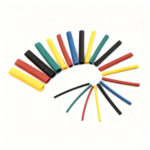 Color-coded heat shrink tubing from All In One Wire Terminal Kit With 678 Copper Connectors Ring Fork Spade And Quick Disconnects