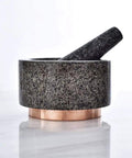 Marble Mortar And Pestle Set With Brass Base For Guacamole Herbs Garlic And Spices Large Stone Grinder Easy To Clean