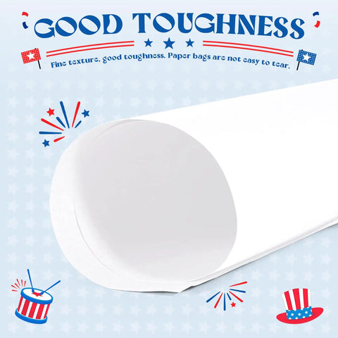 White Kraft Paper Gift Bags With Handles Bulk 5.25 X 3.75 X 8 Inches 1000 Pack Eco Friendly Recycled Paper Close-up Roll