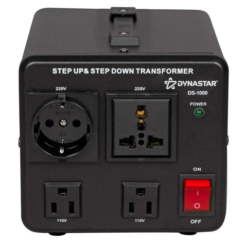 Front view of Step Up And Step Down Voltage Converter Transformer From 110 to 220V Up To 220 to 240V Heavy Duty 1000W showing outlets