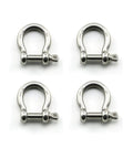 Badass Heavy Duty Bow Shape Screw Pin Anchor Shackle One Quarter Inch 304 Stainless Steel Four Pack on white background.