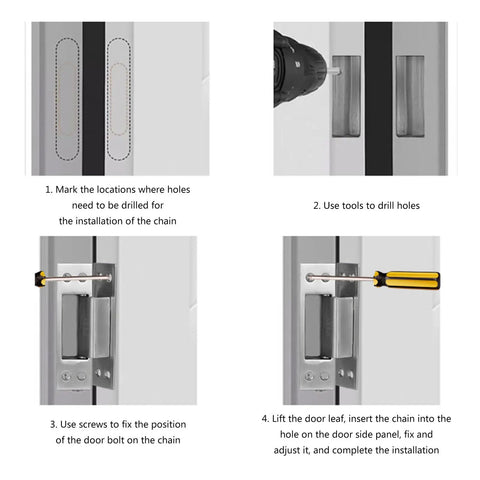 Installation steps for heavy duty door catch latches with adjustable tension roller catch for quiet smooth operation