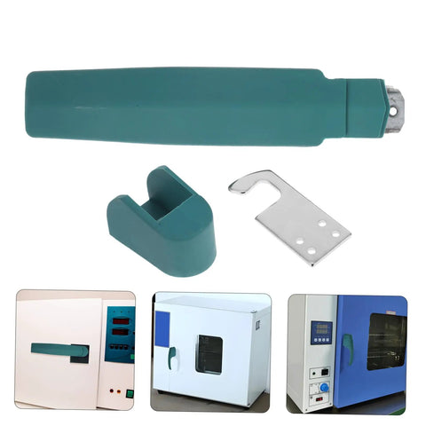 Durable Commercial Oven Handle For Baking Dryer with green heat resistant grip for industrial kitchen use, includes mounting hardware.