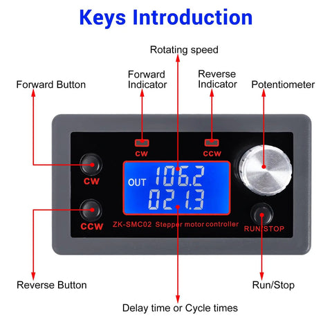 Integrated Stepper Motor Driver Controller For NEMA 17 23 Size Motors with speed control LCD display and button functions