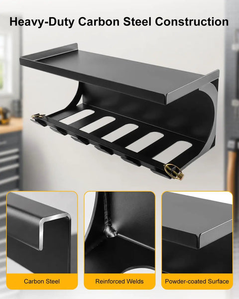Heavy Duty Tool Organizer Wall Mount For Garage, Locking Metal Storage Rack with carbon steel construction detail