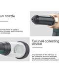 No Nonsense Pneumatic Hydraulic Pull Rivet Gun nozzle and tail nail collecting device close-up