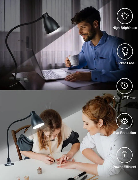 Clamp Lamp With 3 Color Modes And 10 Brightness Levels, Auto Off Timer, 10W 38 LED Clip On Reading Light used on desk and beauty table.
