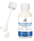 Biscuit Colored Touch Up Paint Pen High Gloss Multi Surface Acrylic Scratch Repair For Appliances Metal Walls Cabinets Wood Doors Furniture Enamel 1.5 Fl Oz with visible applicator brush and bottle