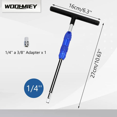 Spinner T Handle Socket Wrench Set With Two Way Adjustable Drive One Quarter To Three Eighth Inch Adapters 40Cr Steel Tool