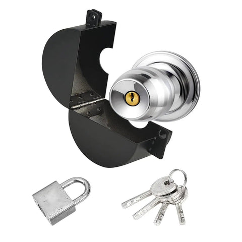 Door Handle Lockout Device For Home Security And Kidproofing, Easy Install Stainless Steel Lock Covers with keys and padlock