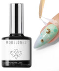 Gel Polish Liquid Latex Nail Barrier With Peel Off Barrier Stick For Mess Free Manicures, bottle with applied nail art, 15 ml