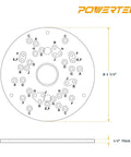 Killer Heavy Duty Ten Piece Router Template Bushing Guide Set With Centering Pin And Cone Tool For Smooth Sailing Woodworking, 5 3/4" diameter, detailed layout.