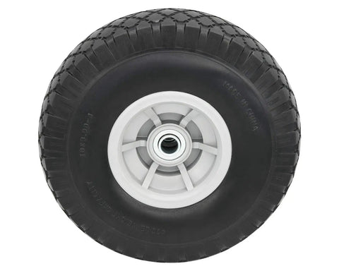 10 Inch Flat Free Tire And Wheel Assembly For Dolly Hand Trucks And Carts, Built Tough, Heavy Duty Replacement with Five Eighth Inch Axle Bore