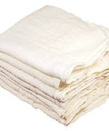 Stack of 14 Inch Square Marine Shop Towels Pack Of 25 Grime Busting Ultra Absorbent 100 Percent Cotton Rags, bleached white.