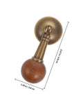Vintage Cabinet Door Pull Handle In Antique Brass With Black Walnut Wood Round Pendant Knob, Easy Install Drawer Pull detail view