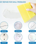 Person using a scraper with the All-In-One Wall Hole Patch Kit With 9.8 Oz Repair Putty, Aluminum Patches, Scrapers And Sanding Pad on a wall.