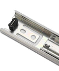 Close-up of Two Pack Five Inch Soft Close Drawer Slides Featuring Heavy Duty Steel Rails With Slick Ball Bearing Glide For Easy Side Mount Cabinet Install.