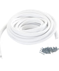 White vinyl weatherseal gasket coil for doors and windows; screws included, 17 ft.
