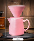 Handmade Ceramic Pour Over Coffee Dripper Set Vintage Matte Finish 1-2 Cup V60 Dripper With Decanter And Cone Filter For Home Cafe Setup Brew Like A Boss Pink