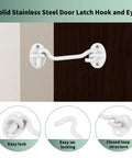 Sturdy White Barn Door Hook And Eye Latch Pair For Quick Privacy Setup Smooth Curved Design Rust Resistant Stainless Steel Construction