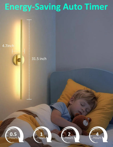Straight Up Game Changer Wireless Wall Sconces Set Of Two Rechargeable 10000Mah Battery Light With Adjustable Brightness Zero Drilling Hassle For Modern Room Vibes And Total Decor Glow Up, sleek gold design, child’s bedroom setup.
