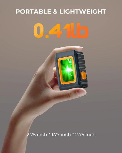 Hand holding compact 100 Foot Green Line Laser Level With Magnetic Bracket Self Leveling And Pulse Modes for precise projects