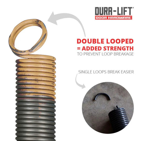 Heavy Duty Extension Garage Door Springs Two Pack For 100 Lb Sectional Doors With Double Loop Ends Built To Last Replacement Set Easy Install And Quiet Operation For A Smooth Reliable Lift, showing double loop design.
