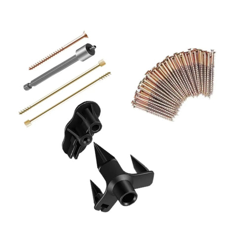 Permanent No More Squeaks Floor Repair Kit With 50 Screws And 5 Tools for fixing floorboard squeaks on hardwood floors and carpets.