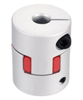 Aluminum Shaft Coupling 16mm to 18mm Flexible Spider Coupler, 50mm Long 40mm Dia, Jaw Style Shaft Joint for 3D Printers CNC Routers Milling Machines, Encoder DIY Projects, Built To Last Gear, silver aluminum spider coupler with red insert