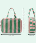 Must Have Waterproof Clear Coated Striped Makeup Bag Portable Cosmetic Organizer With Compartments For Travel Ideal Toiletry Case