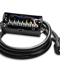Heavy Duty 7 Way Trailer Plug 8 Foot Inline Trailer Cord With Weatherproof Wiring Harness Junction Box view from above.