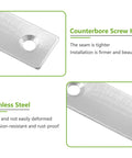 Close-up of stainless steel T-shaped mending plate with counterbore screw holes, part of 12 Piece T Shaped Mending Plates 3.1 By 3.1 Inch set