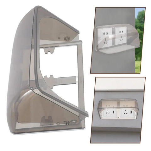Badass Wall Mount Outlet Cover Heavy Duty Waterproof Box For Ev Charge Stations side view showing clear plastic design.