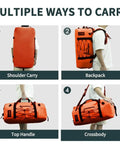 80L Dry Bag Waterproof Roll Top Go To Adventure Ready Duffel For Kayaking Camping Boating Rafting Fishing Canoeing Orange Multiple Ways Carrying