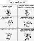 Instructional guide for Universal Zipper Repair Kit With Removable Sliders And Quick Fix Heads For Jackets, Bags, Luggage, Tents And No Fuss, Easy Clamp Adjustable Zipper Pull Replacement Set In S M L Sizes For Fast DIY Zipper Fix.