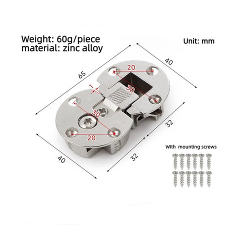 Concealed Flip Down Table Hinge Ninety And One Hundred Eighty Degrees Zinc Alloy For Drop Leaf And Folding Tables with screws