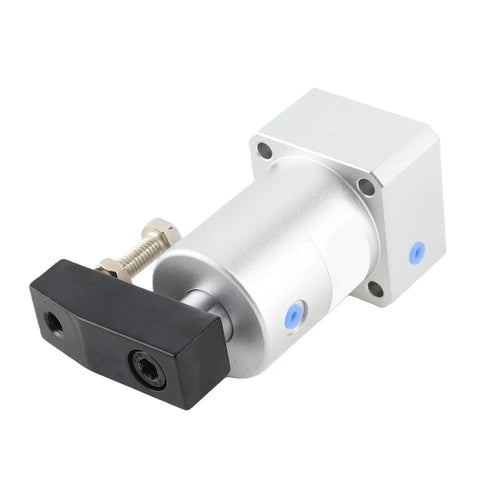 Rotary Pneumatic Cylinder Double Acting With 90 Degree Angle Clamping For Corner Pressing, compact silver unit with mounting holes