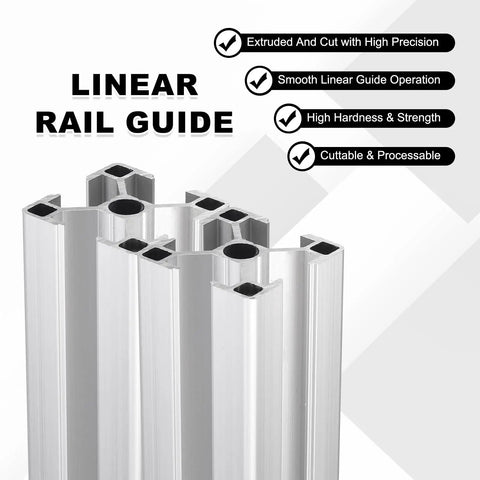 Two 200mm 3030 Aluminum Extrusion Profiles European Standard Anodized Linear Rail Kit with smooth motion silver finish close-up.