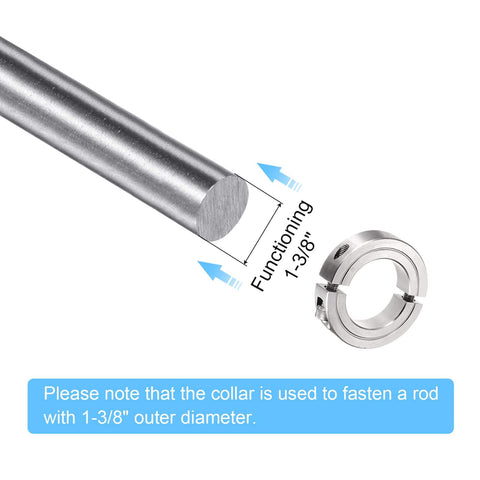 2 Pack Heavy Duty Double Split Shaft Collar Clamp On Set Screw For One And Three Eighths Inch Rod Two And A Quarter Inch OD Nine Sixteenth Inch Width 304 Stainless Steel