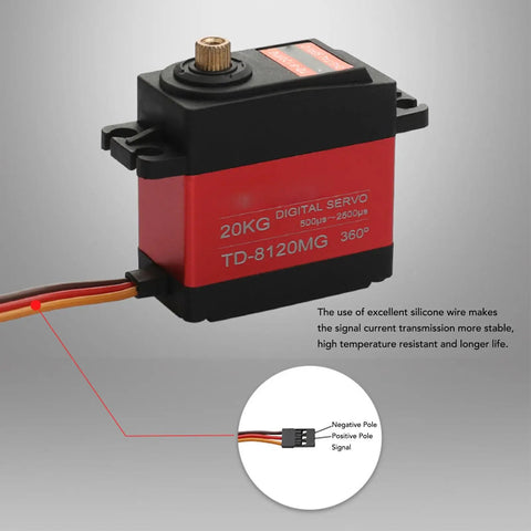High Precision Waterproof Digital Servo Motor With 20kg Killer Torque And Rock Solid Heavy Duty Metal Gears For Cars Trucks Planes Drones in a detailed view.