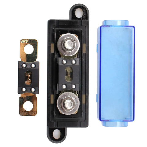 Heavy Duty 175 Amp Bolt Down Fuse Block With Mega Anl Auto Fuse For Ride Ready Rides showing fuse holder and fuses.