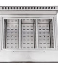 Commercial Stainless Steel Six Hole Gas Pasta Cooker With Hose Low Pressure Valve And Mesh Filters Straight Up Solid Noodle Boiler with three compartments.