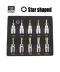 3/8 Inch Hex Bit Socket Set With Sturdy Allen Key Drivers For Rusty Bolts Durable Impact Metric Tool Kit To Save Labor In Tight Spots, T10-T55