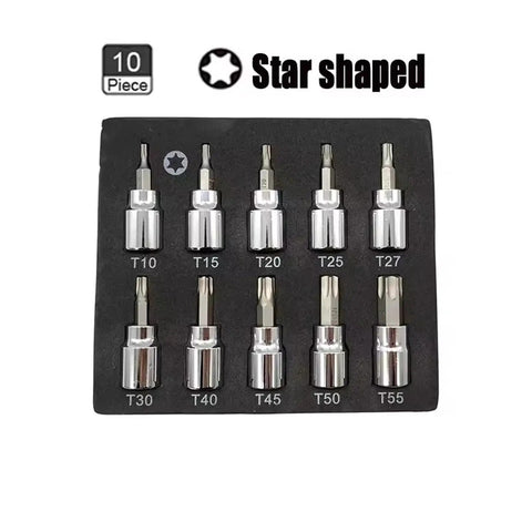 3/8 Inch Hex Bit Socket Set With Sturdy Allen Key Drivers For Rusty Bolts Durable Impact Metric Tool Kit To Save Labor In Tight Spots, T10-T55