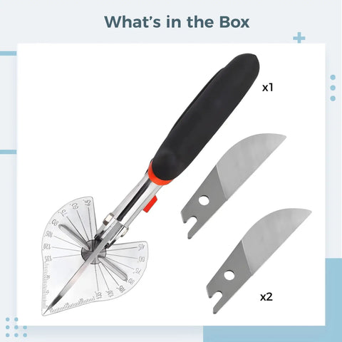 Miter Shears With Built In Angle Guide And Spare Blades Heavy Duty Metal Hand Tool With Non Slip Handle and Spare Blades Included